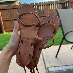 Cornetti- strappy tan leather sandal - new